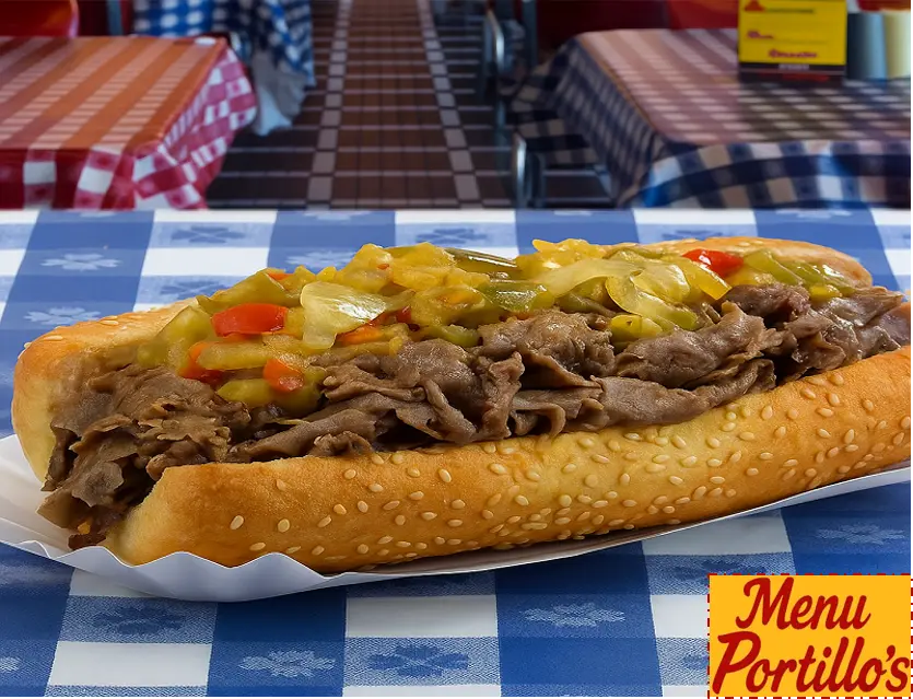 Portillos italian beef menu 2026 with sandwich prices and sizes