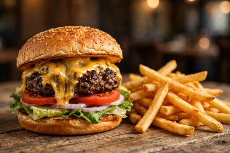 Portillos cheeseburger with melted cheese and fresh toppings 2026