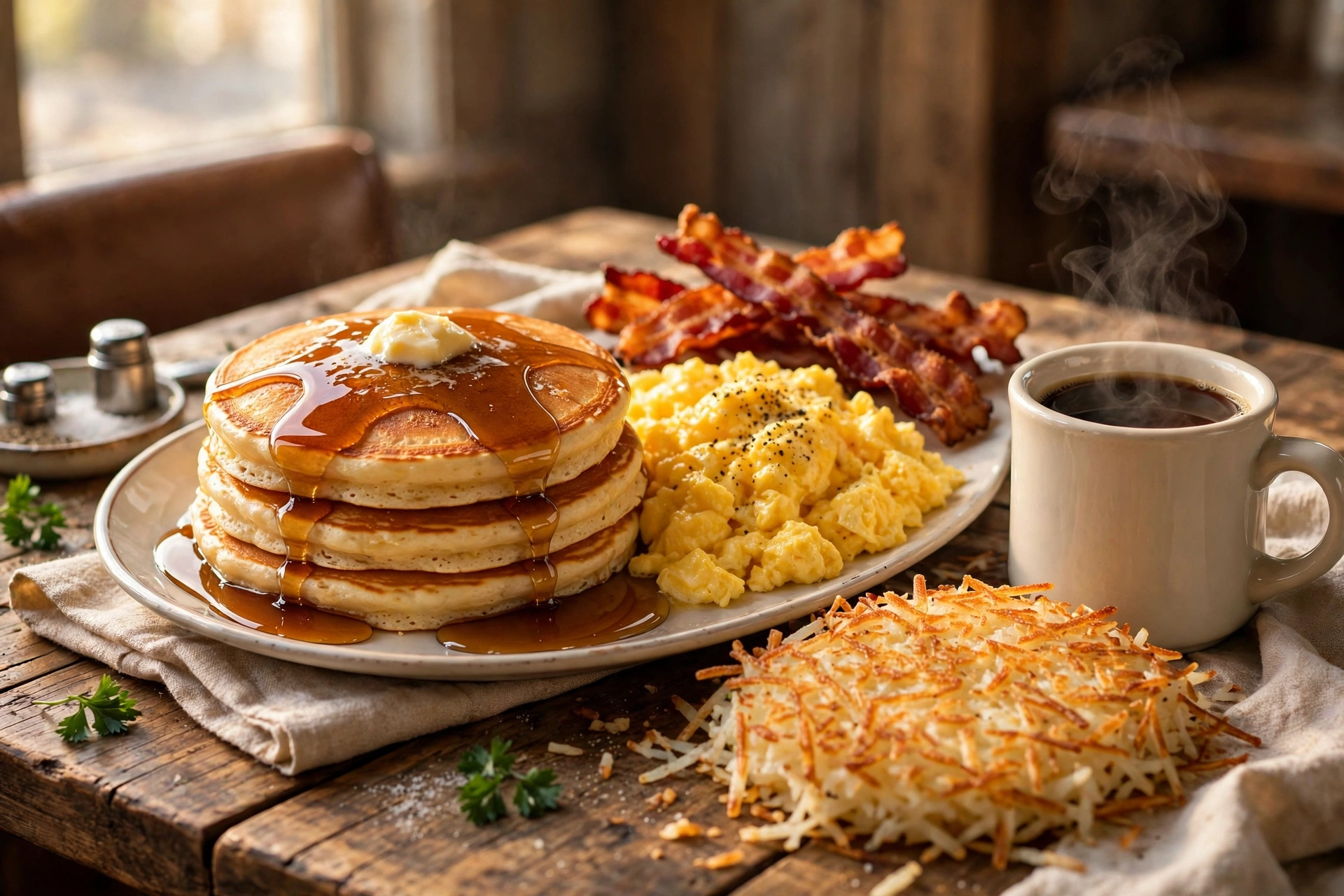portillos breakfast menu 2026 featuring breakfast sandwich, eggs and bacon, pancakes, hash browns and coffee